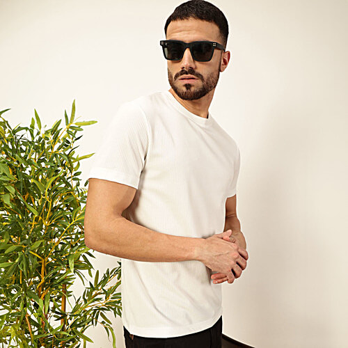 Thomas Scott White Polyester Regular Fit Self Design Shirts, 1 pc (Size - M)