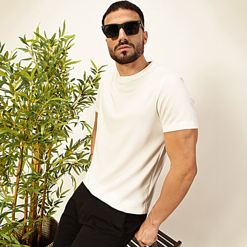 Thomas Scott White Polyester Regular Fit Self Design Shirts, 1 pc (Size - M)