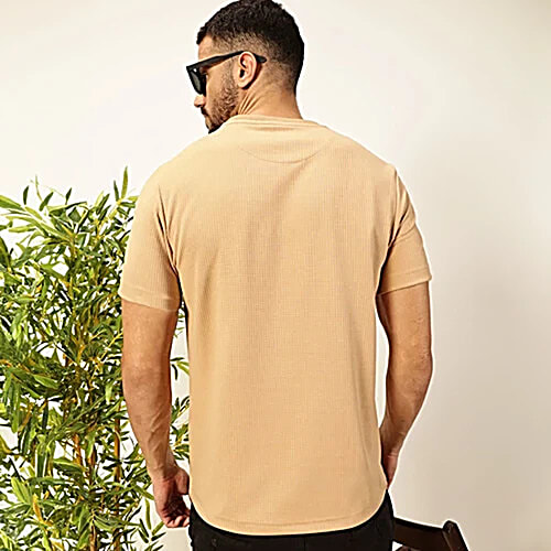 Thomas Scott Khaki Polyester Regular Fit Self Design Shirts, 1 pc (Size - M)