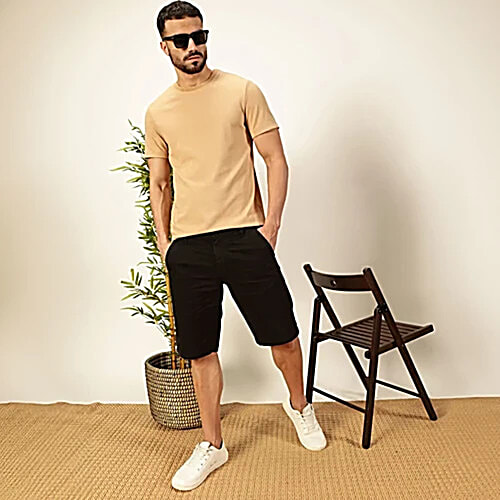 Thomas Scott Khaki Polyester Regular Fit Self Design Shirts, 1 pc (Size - M)