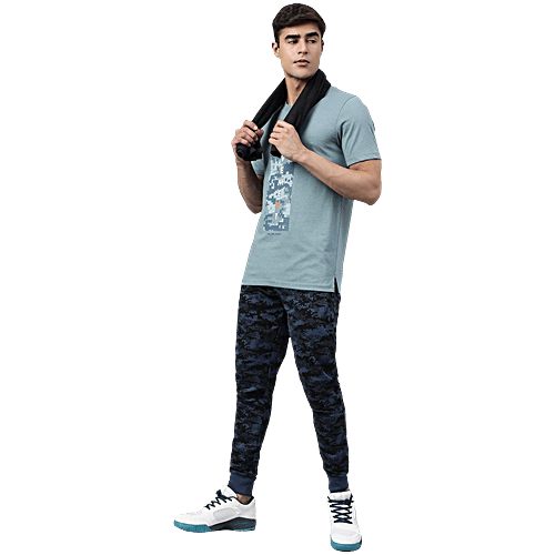 Alcis Soft Touch Navy Slim Fit Camo Print Sports Joggers, 1 pc (Size - 2XL)