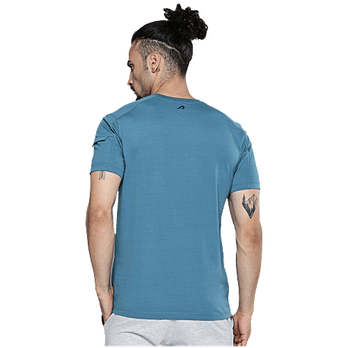 Alcis Blue Slim Fit Printed T-Shirts, 1 pc (Size - L)