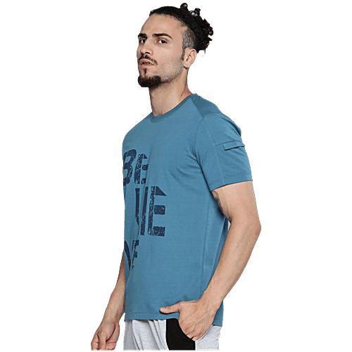 Alcis Blue Slim Fit Printed T-Shirts, 1 pc (Size - L)