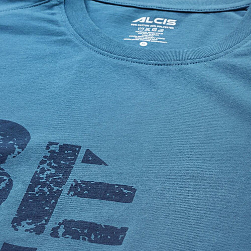 Alcis Blue Slim Fit Printed T-Shirts, 1 pc (Size - L)