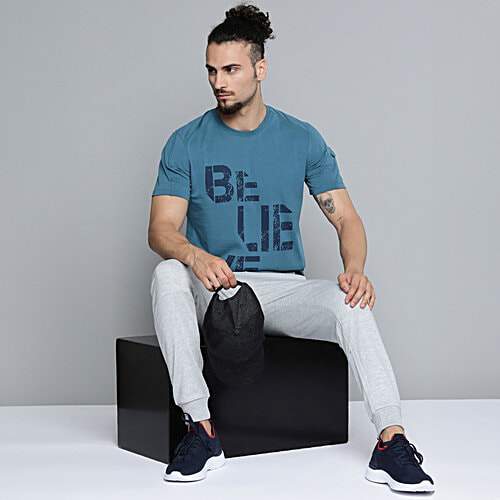 Alcis Blue Slim Fit Printed T-Shirts, 1 pc (Size - L)