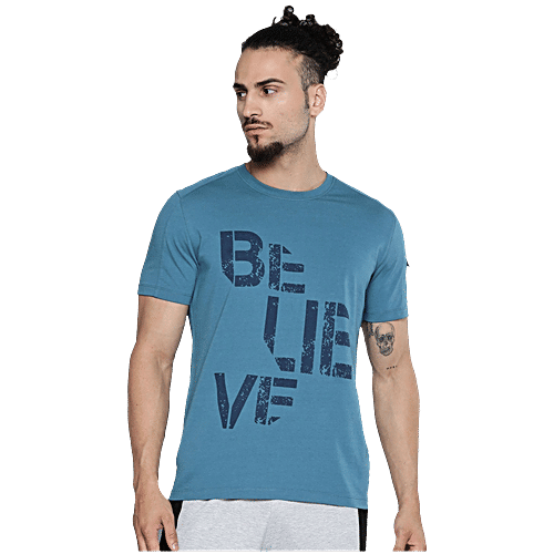 Alcis Blue Slim Fit Printed T-Shirts, 1 pc (Size - L)