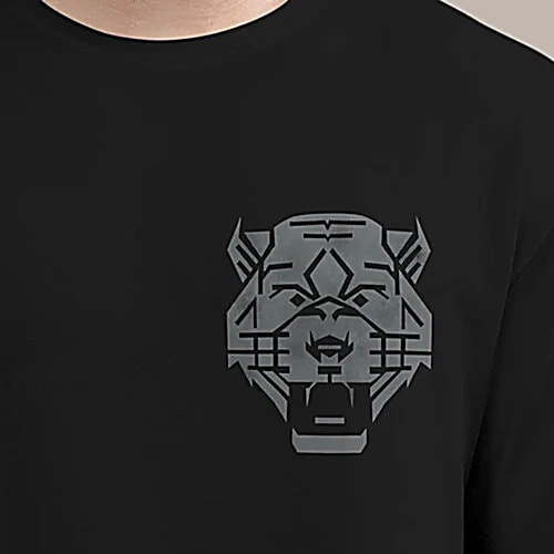 Bullmer Black Loose Fit Printed Oversized T-Shirt, 1 pc (Size - M)