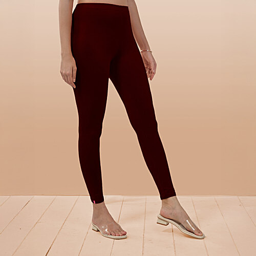 Lyra Women's Solid Ankle Length Legging - Maroon, 1 pc (Free Size)
