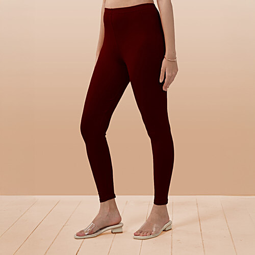 Lyra Women's Solid Ankle Length Legging - Maroon, 1 pc (Free Size)