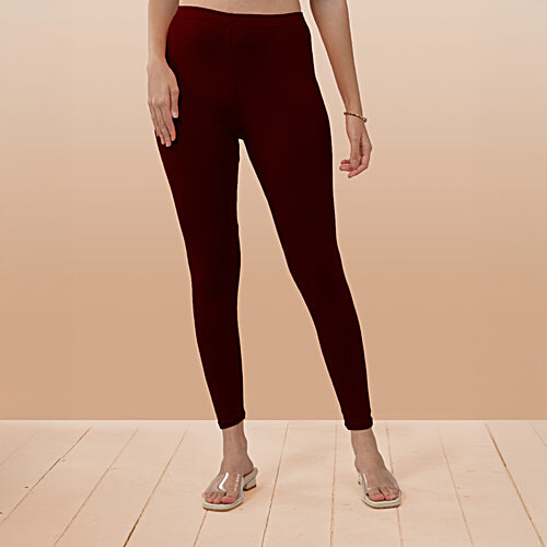 Lyra Women's Solid Ankle Length Legging - Maroon, 1 pc (Free Size)