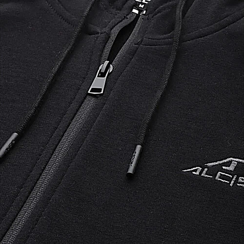 Alcis Black Cotton Regular Fit Hooded Sweatshirt, 1 pc (Size - L)