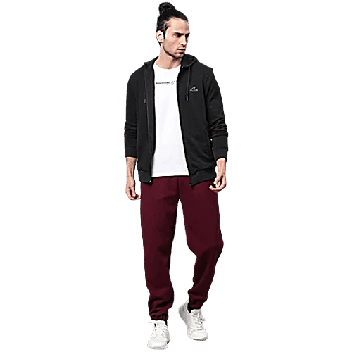 Alcis Black Cotton Regular Fit Hooded Sweatshirt, 1 pc (Size - L)