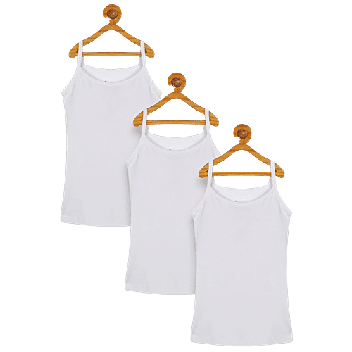 Kiddopanti Kids White Solid Tank Top, 3 pcs (1-2 Years)