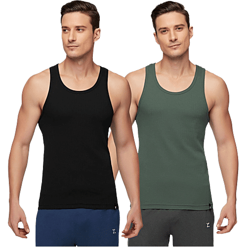 XYXX Black & Green Regular Fit Vest, 2 pcs (Size - L)