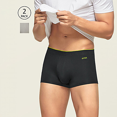 XYXX Grey & Black Mid Rise Trunks, 2 pcs (Size - XL) 