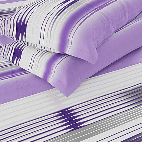 Bianca Serina Purple Cotton 144 TC Double Size Bed Sheet - With Pillow Covers, 1 Set