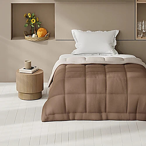 Bianca Silken Fibre Filling & Micro Fabric Reversible Single Comforter - Choco & Peach, 1 pc