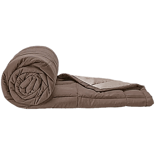 Bianca Silken Fibre Filling & Micro Fabric Reversible Single Comforter - Choco & Peach, 1 pc