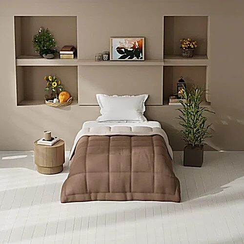 Bianca Silken Fibre Filling & Micro Fabric Reversible Single Comforter - Choco & Peach, 1 pc