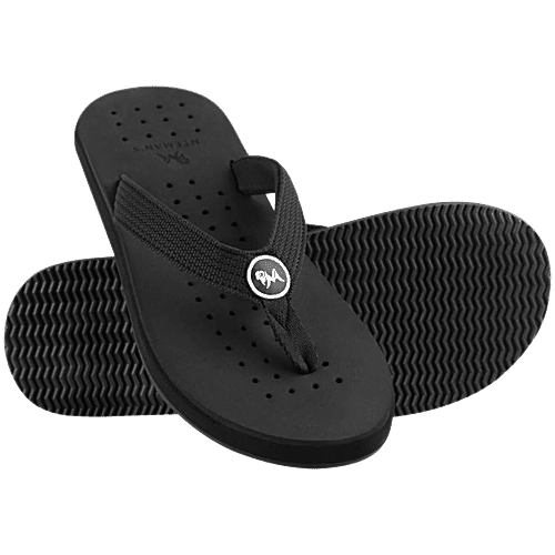 Neeman's Men's Eco Coal Black Flip Flops, 1 Pair (UK/IND-6) 