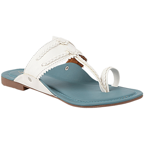 The White Pole Women's White Toe Ring Sandals, 1 Pair (UK/IND-6)