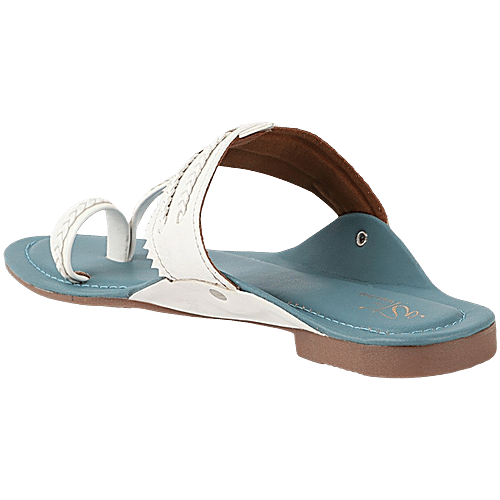 The White Pole Women's White Toe Ring Sandals, 1 Pair (UK/IND-6)