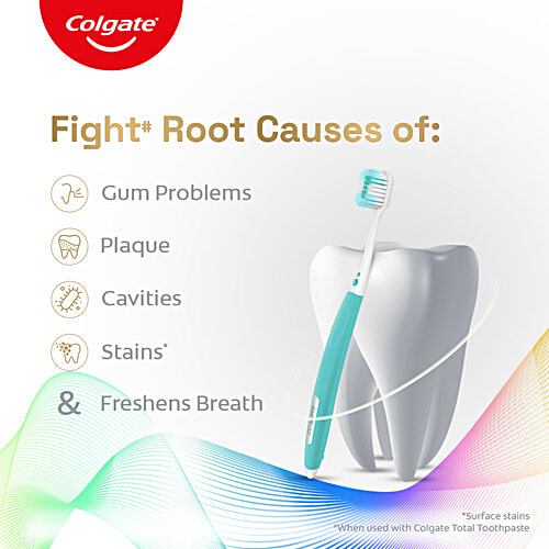 Colgate Total Ultra Soft Toothbrush, 2 pcs (Get Free 16 g Toothpaste) 2x More Bristles, Rapid Foaming Action
