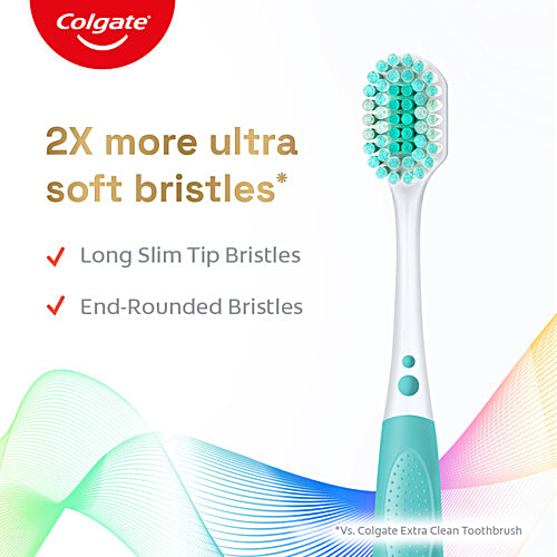 Colgate Total Ultra Soft Toothbrush, 2 pcs (Get Free 16 g Toothpaste) 2x More Bristles, Rapid Foaming Action