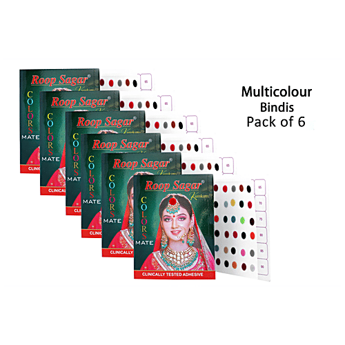 Pearlfiesta Spiral Forehead Sticker Multicolour Bindi Booklet, 150 pcs (Pack of 6) 