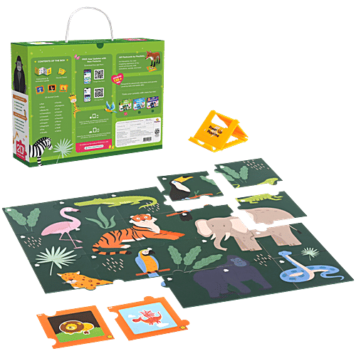 PlayShifu Animals Of The Jungle - Wildlife 3D Fun AR Flashcards Set With Jigsaw Puzzle, 1 pc Adventure Awaits Jungle Journey, For Kids, Ages 2-5