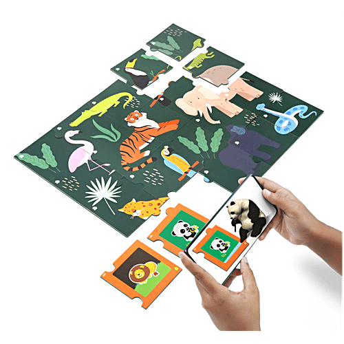 PlayShifu Animals Of The Jungle - Wildlife 3D Fun AR Flashcards Set With Jigsaw Puzzle, 1 pc Adventure Awaits Jungle Journey, For Kids, Ages 2-5