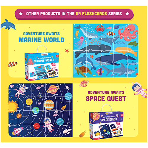 PlayShifu Animals Of The Jungle - Wildlife 3D Fun AR Flashcards Set With Jigsaw Puzzle, 1 pc Adventure Awaits Jungle Journey, For Kids, Ages 2-5