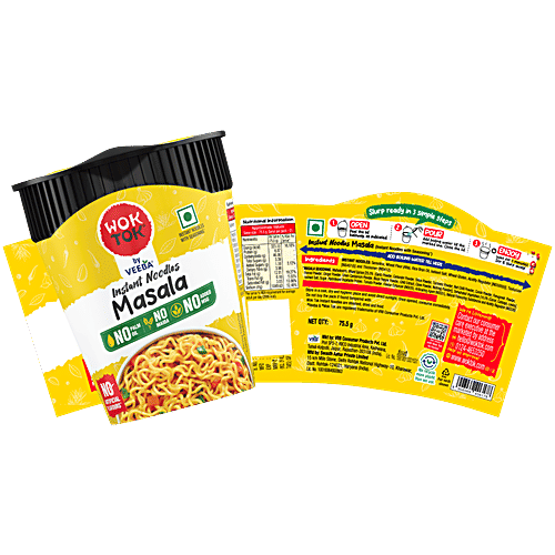 Wok Tok by Veeba Masala Instant Cup Noodles, 75.5 g No Palm Oil, Maida or Added MSG