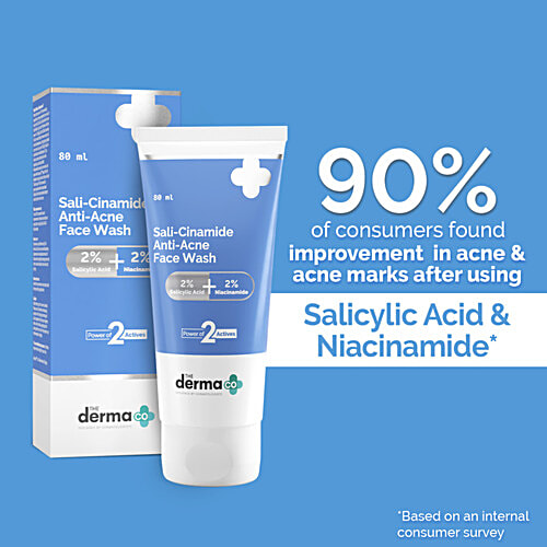 The Derma Co Sali-Cinamide Anti-Acne Face Wash, 80 ml 2% Salicylic Acid, 2% Niacinamide