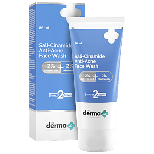 The Derma Co Sali-Cinamide Anti-Acne Face Wash, 80 ml 2% Salicylic Acid, 2% Niacinamide