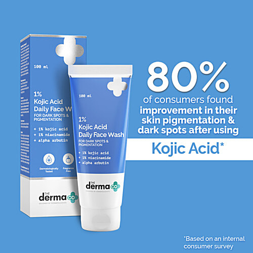 The Derma Co 1% Kojic Acid Daily Face Wash For Dark Spots & Pigmentation, 100 ml  1% Kojic Acid, 1% Niacinamide, Alpha Arbuti