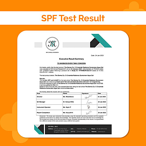The Derma Co C-Cinamide Radiance Sunscreen Aqua Gel, 50 g  