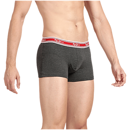 Pepe Jeans Grey Cotton Comfort Fit Trunks, 1 pc (Size - M)