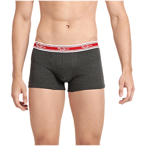 Pepe Jeans Grey Cotton Comfort Fit Trunks, 1 pc (Size - M)