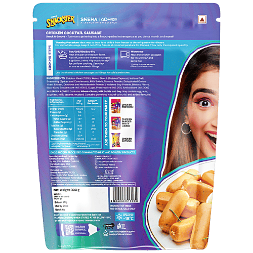 Sneha Snackster Chicken Cocktail Sausage, 300 g  Ready in 2 minutes