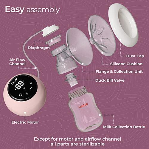 LuvLap Adore Electric Breast Pump - With 2 Phase Pumping, Rechargeable Battery, 1 pc (Get 2 pcs Breast Pads Free) Soft & Gentle, BPA Free