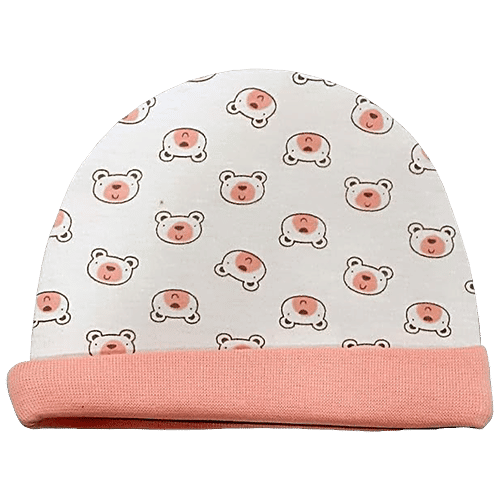 LuvLap 100% Cotton Baby Caps, Mittens, & Booties Combo Set - For 0 To 6 Months, 2 pcs (Set of 3) 