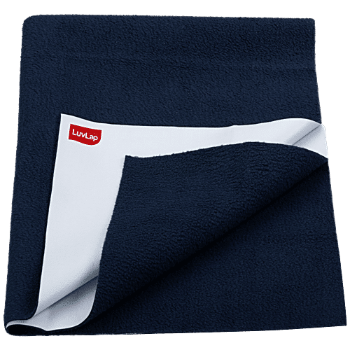 LuvLap Instadry Anti Piling Fleece Extra Absorbent Quick Dry Sheet Baby Bed Protector - Small Size, Navy Blue, 1 pc Waterproof Baby Sheet, 100 x140 cm