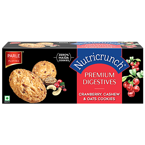 Parle Nutricrunch Premium Digestive - Cranberry, Cashew & Oat Cookies, 75 g