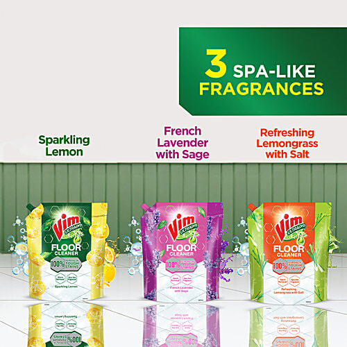 Vim UltraPro Refreshing Lemongrass With Salt Floor Cleaner, 1.8 L  100% Removal Of Tough Stains, Spa-Like Fragrance, Germ Removal