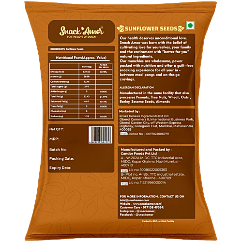 SnackAmor Sunflower Seeds, 100 g Healthy On-The-Go Snack