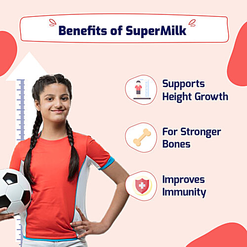 Gritzo SuperMilk Girl Height+ Personalized Protein & Nutrition Drink Mix - 13+ Year Old, Double Chocolate, 400 g  13 g Protein