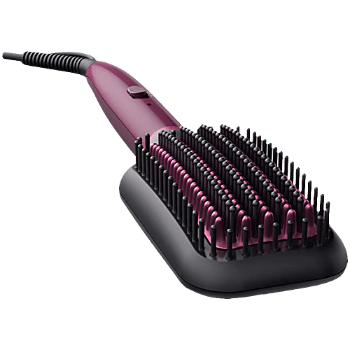 Philips India 5000 Hair Straightening Brush with Thermo Protect Technology (Ceramic Bristles, Dark Wine), 1 Unit  