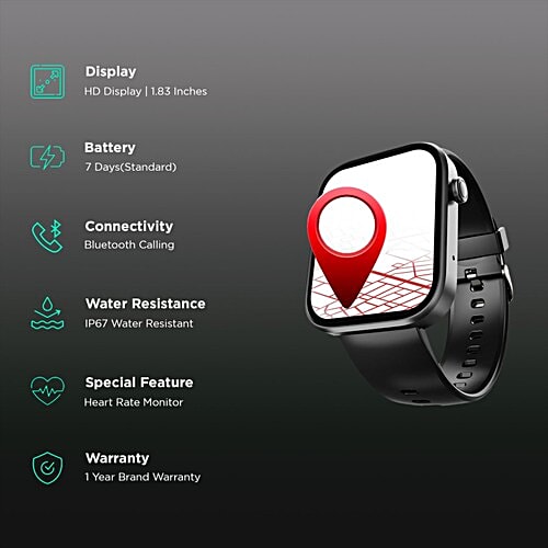 boAt boAt Storm Call 3 Smartwatch with Bluetooth Calling (46.48mm HD Display, IP67 Water Resistant, Active Black Strap), 1 Unit  TBT Navigation, Daily Activity Tracker, DIY Watch Face Studio,700+ Active Modes,