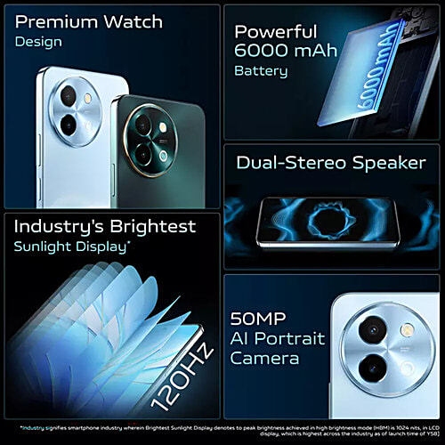 Vivo Y58 5G (8GB RAM, 128GB, Himalayan Blue), 1 Unit